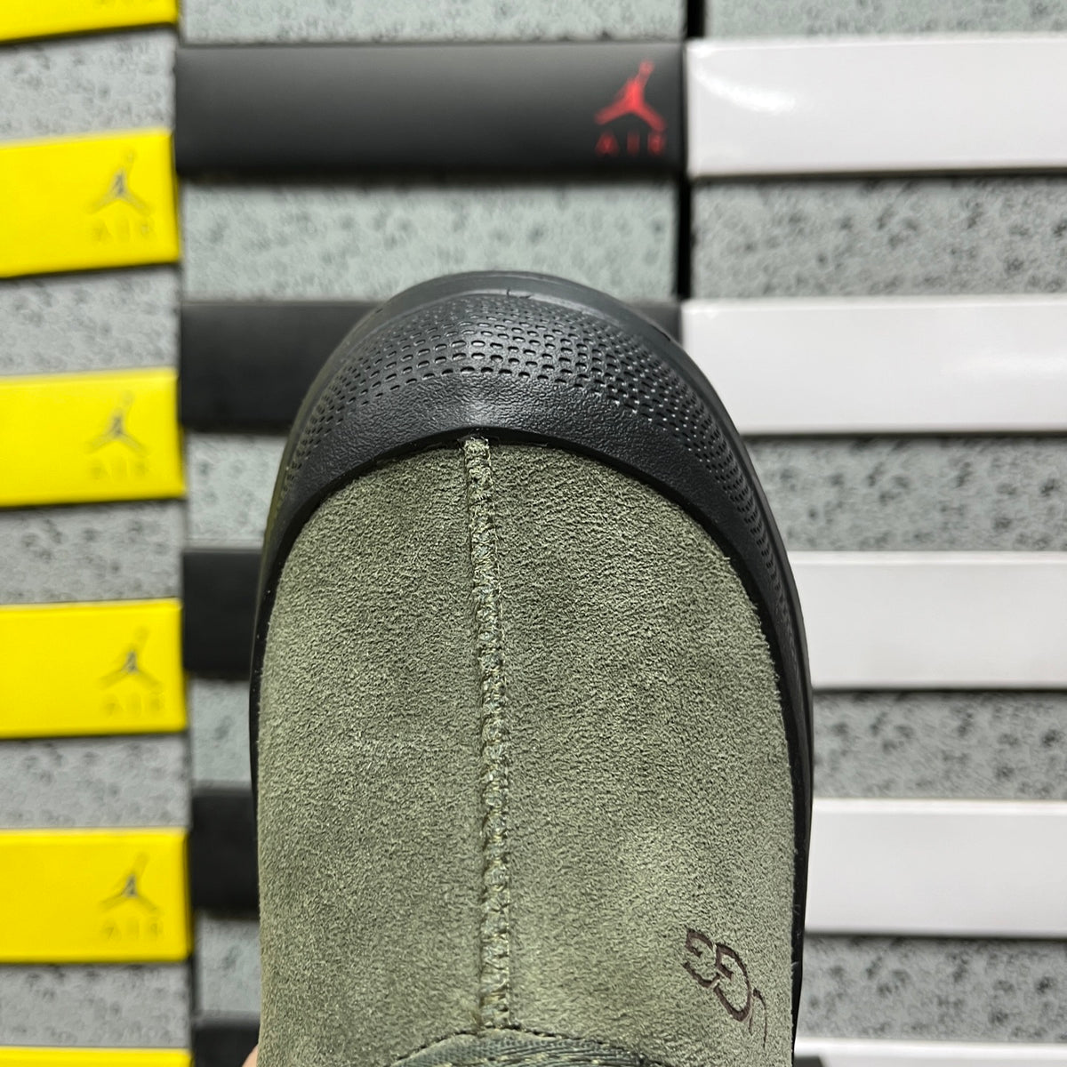 UGG Olive Green Drawstring Slip-On Shoes with Black Chunky Sole
