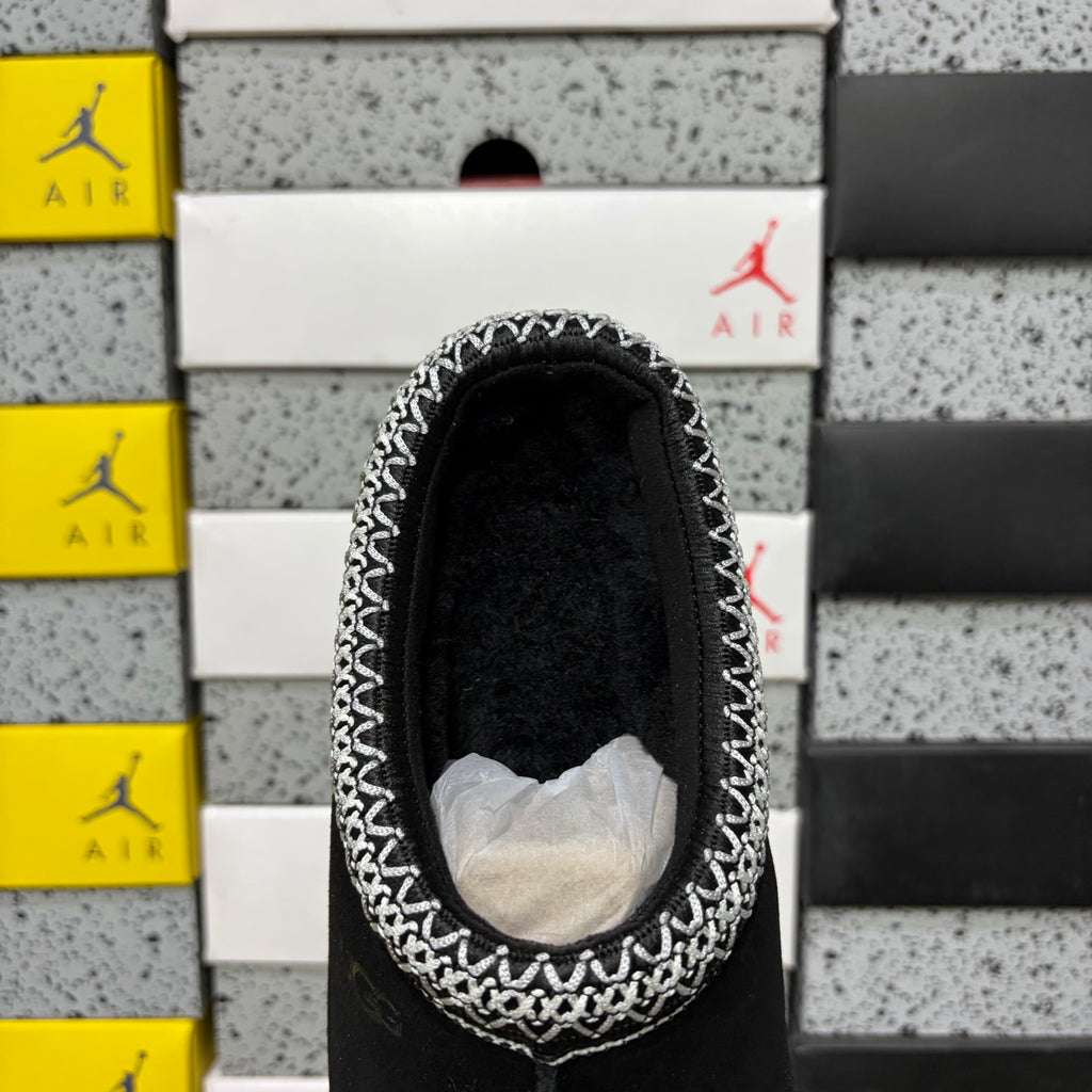 UGG Black Slip-On Slippers with Contrast Braided Trim