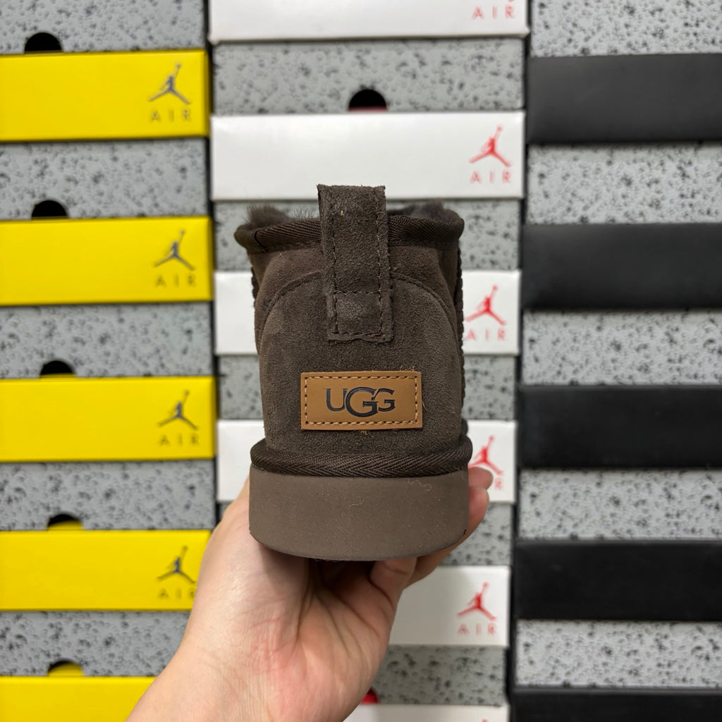 UGG Chocolate Brown Ultra Mini Ankle Boots with Plush Lining