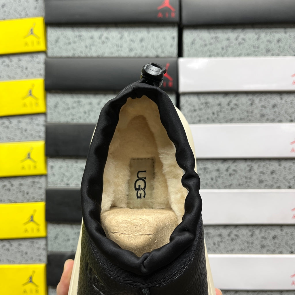 UGG Black Drawstring Slip-On Shoes with Cream Chunky Sole