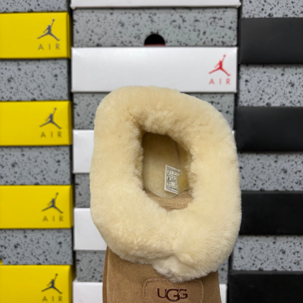 UGG Chestnut Slip-On Shoes with Cream Plush Collar
