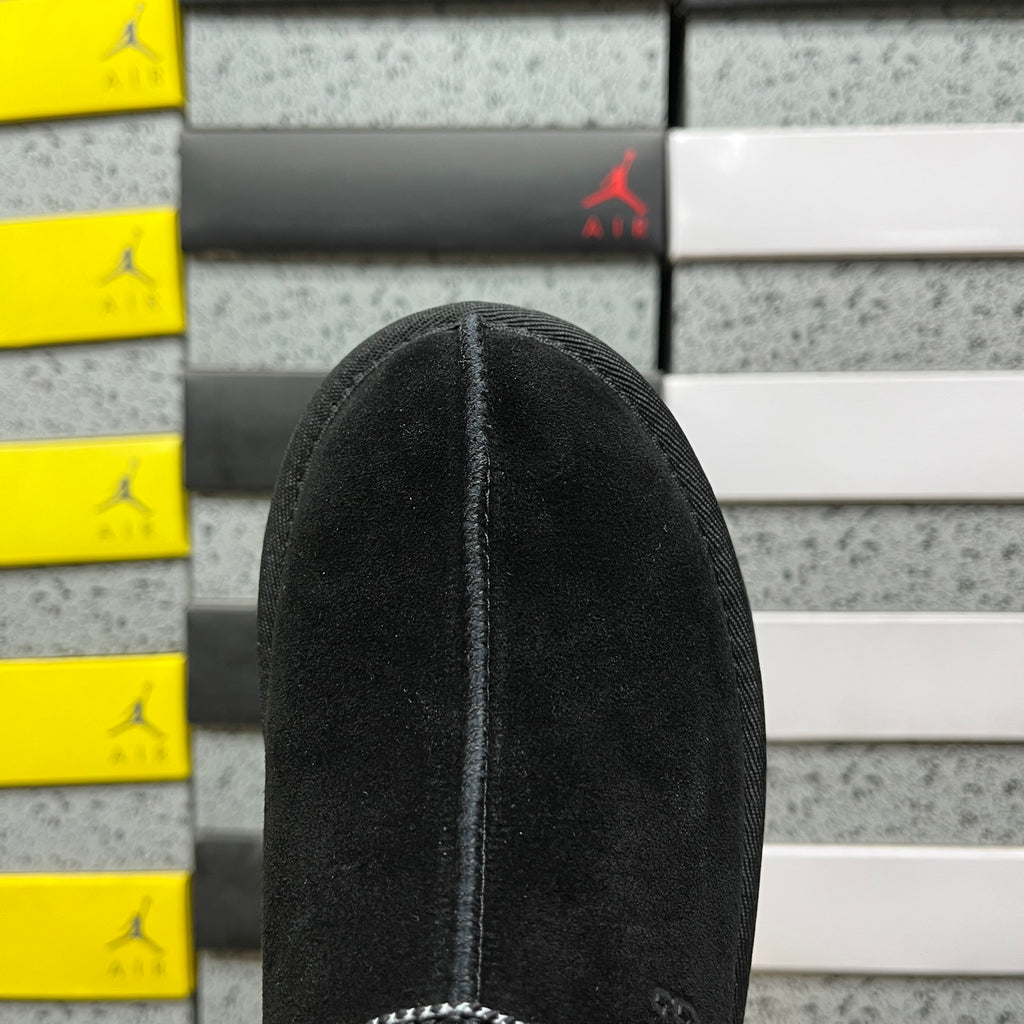 UGG Black Platform Slip-On Shoes with Woven Trim