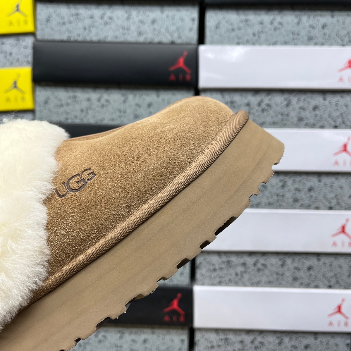 UGG Chestnut Platform Slippers with Plush Trim
