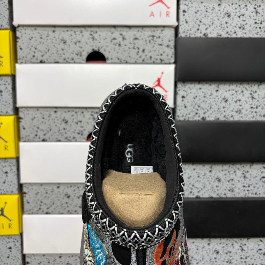 UGG Black Dragon & Tiger Embroidered Slip-On Shoes with Braided Trim