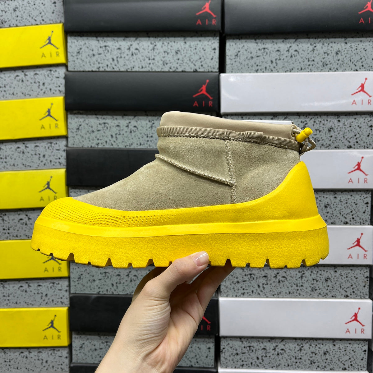 UGG Tasman Sand & Yellow Chunky Sole Ankle Boots