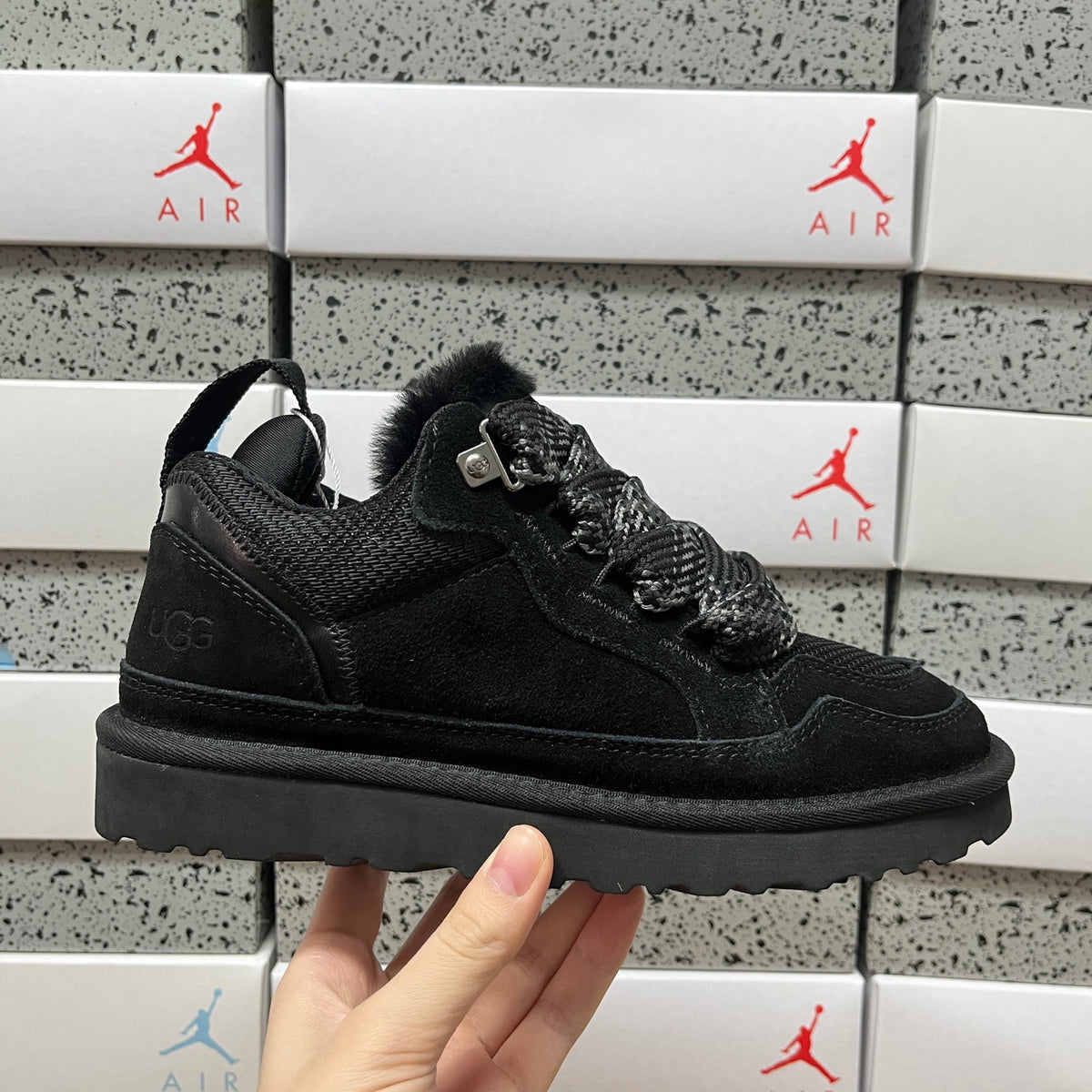 UGG Black Low-Top Sneakers with Oversized Patterned Laces