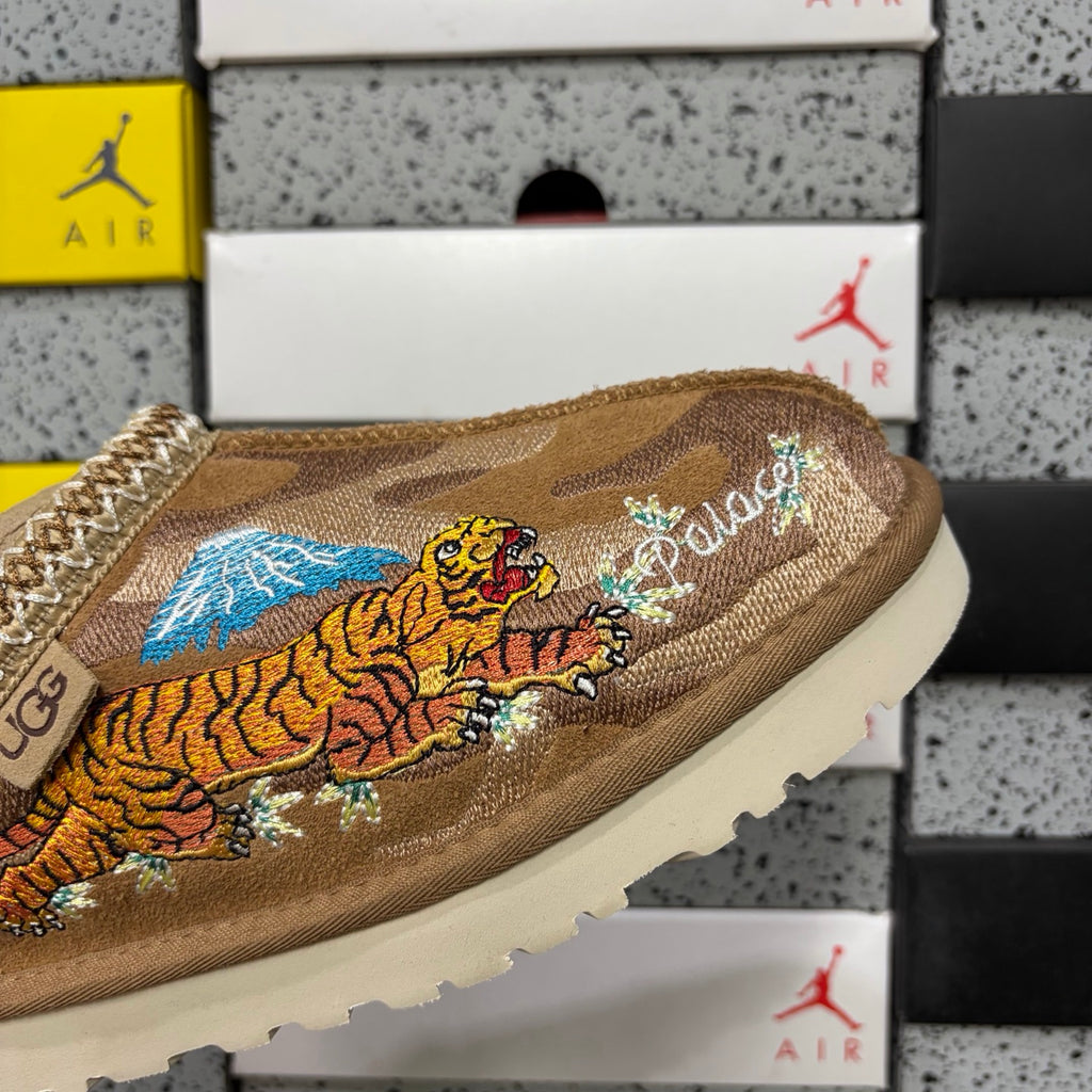 UGG Chestnut Dragon & Tiger Embroidered Slip-On Shoes with Braided Trim