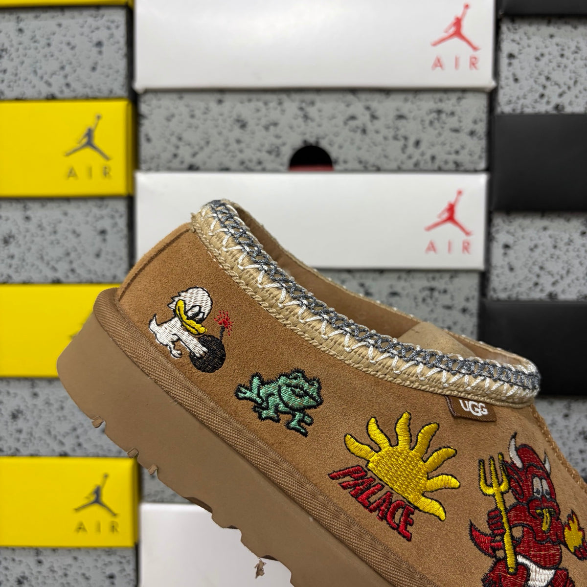 UGG Chestnut Cartoon-Embroidered Slip-On Shoes with Braided Trim