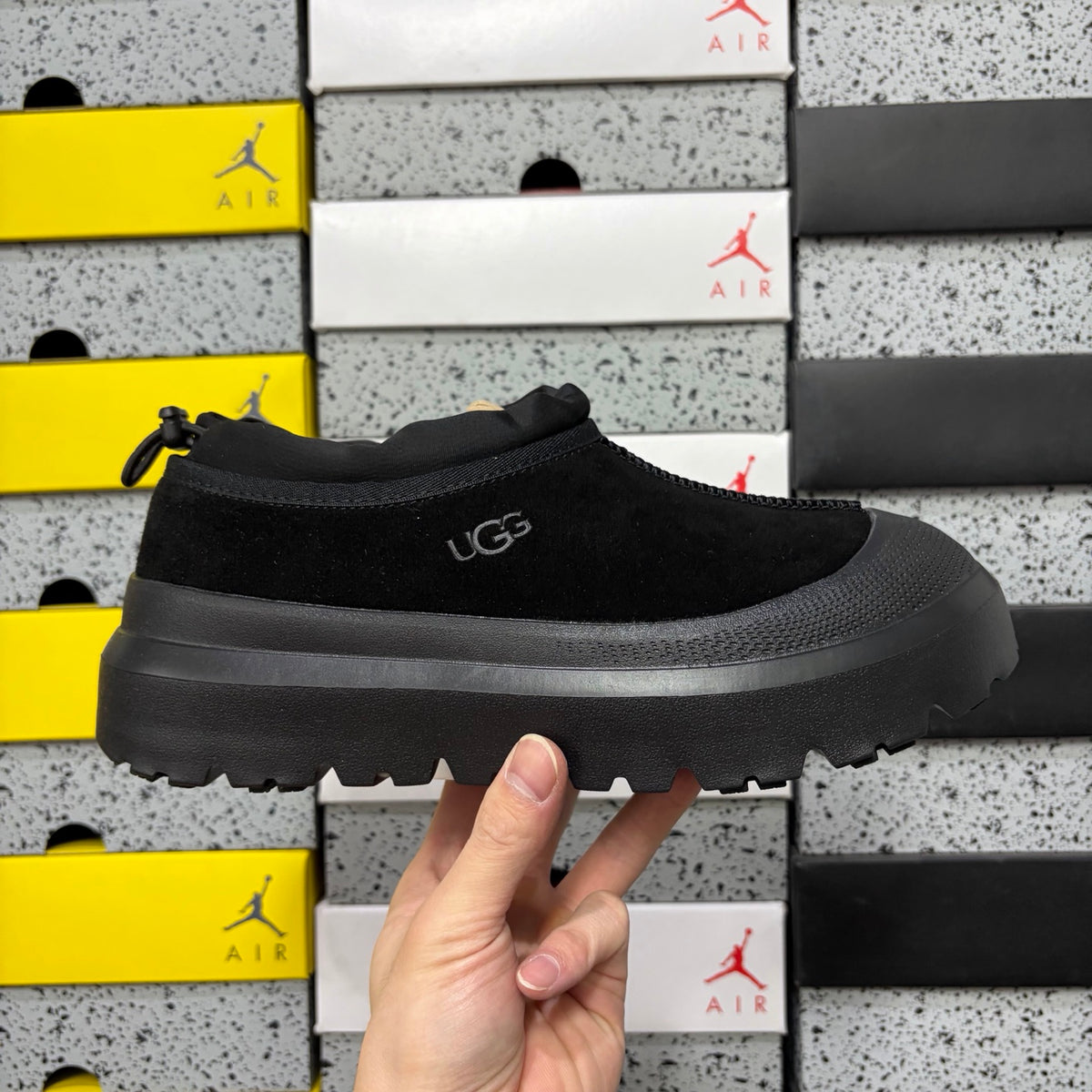 UGG Black Slip-On Shoes with Toggle Collar and Chunky Lug Sole
