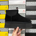 UGG Black Platform Ankle Boots with Neon Yellow Pull Tab