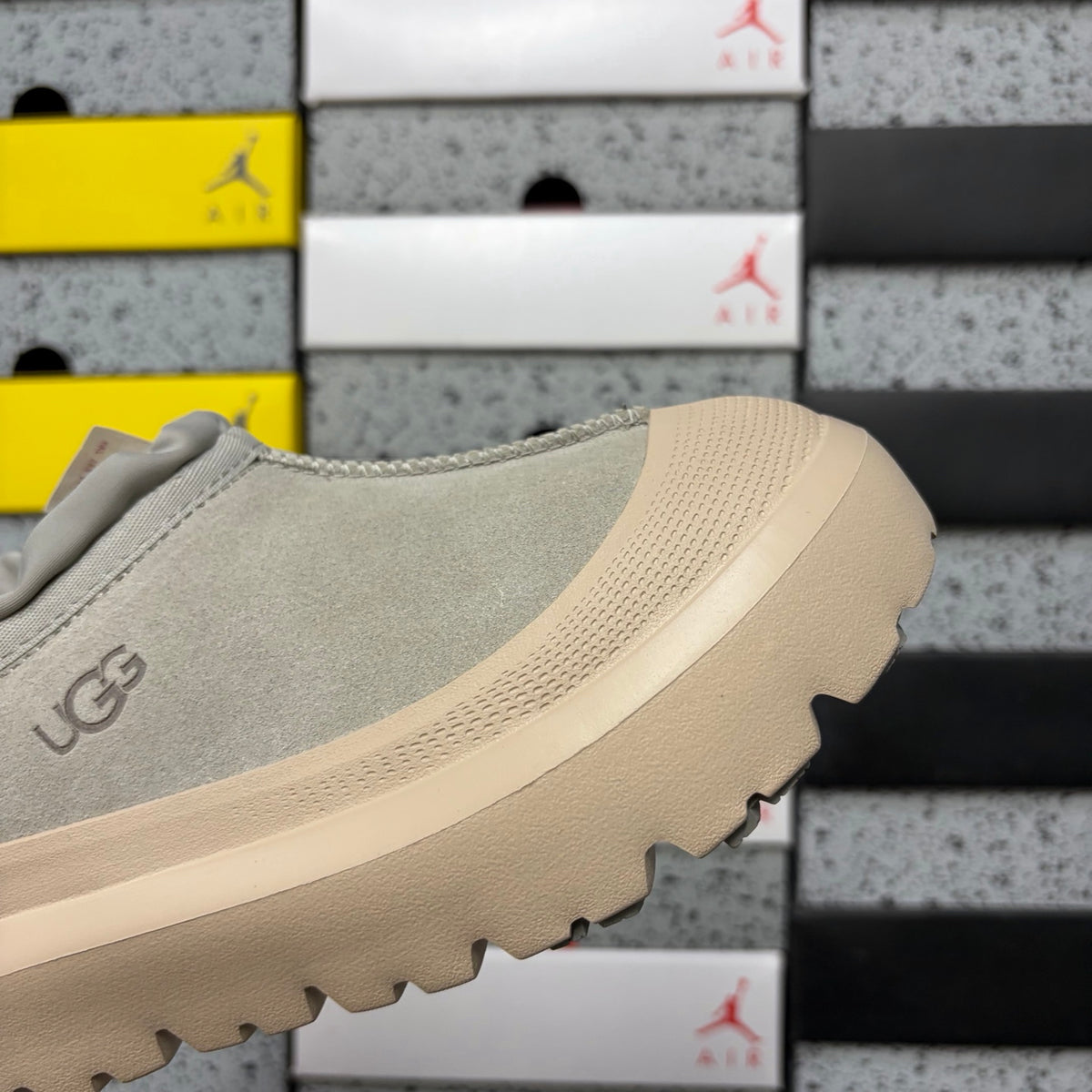 UGG Light Gray Slip-On Shoes with Beige Chunky Lug Sole