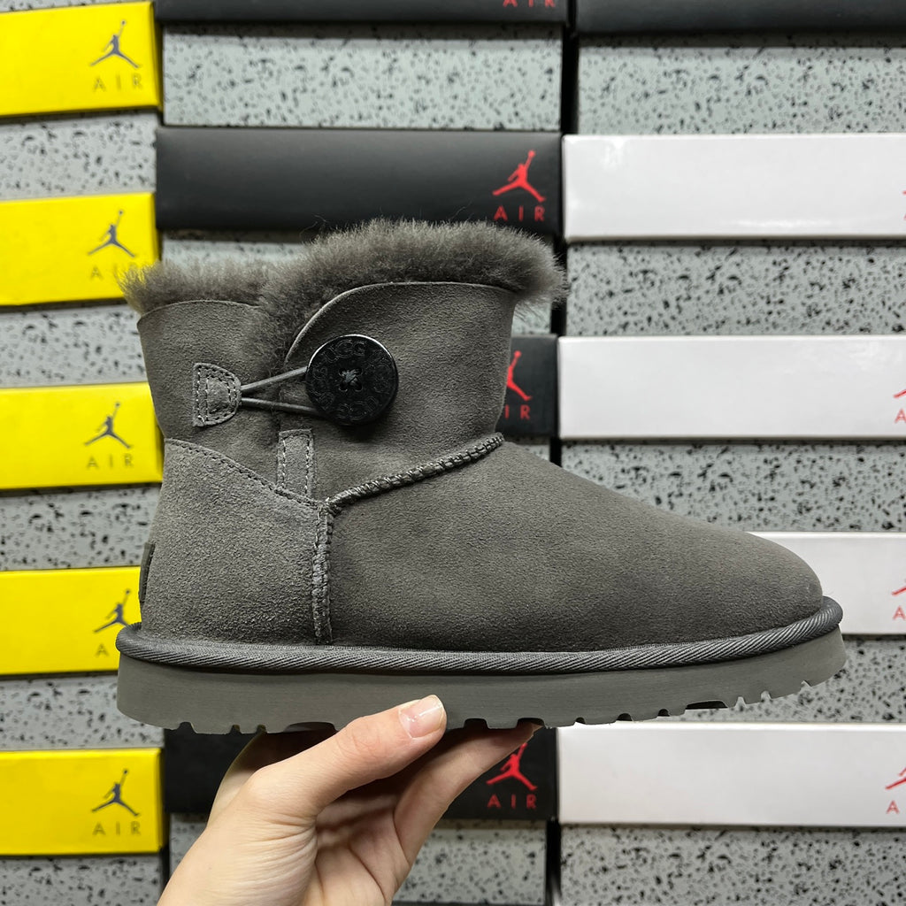 UGG Gray Mini Bailey Button II Ankle Boots