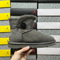 UGG Gray Mini Bailey Button II Ankle Boots