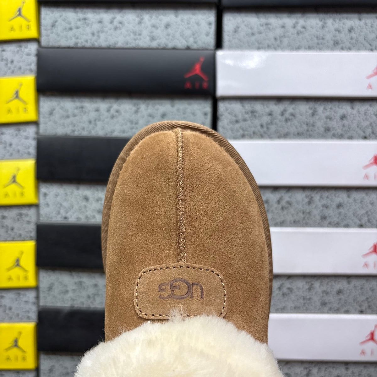 UGG Chestnut Slip-On Ankle Shoes with Cream Plush Collar
