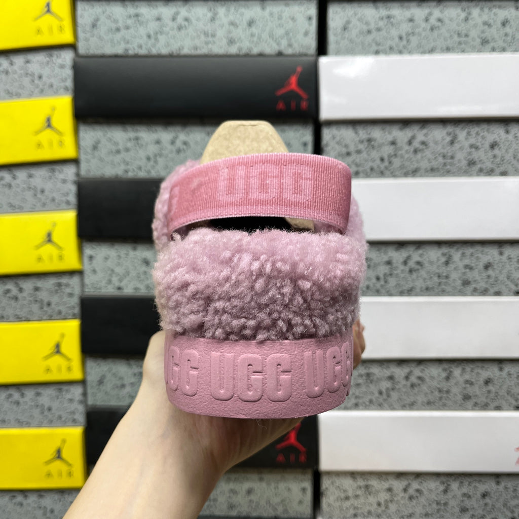 UGG Dusty Lavender Plush Cross-Strap Platform Sandals