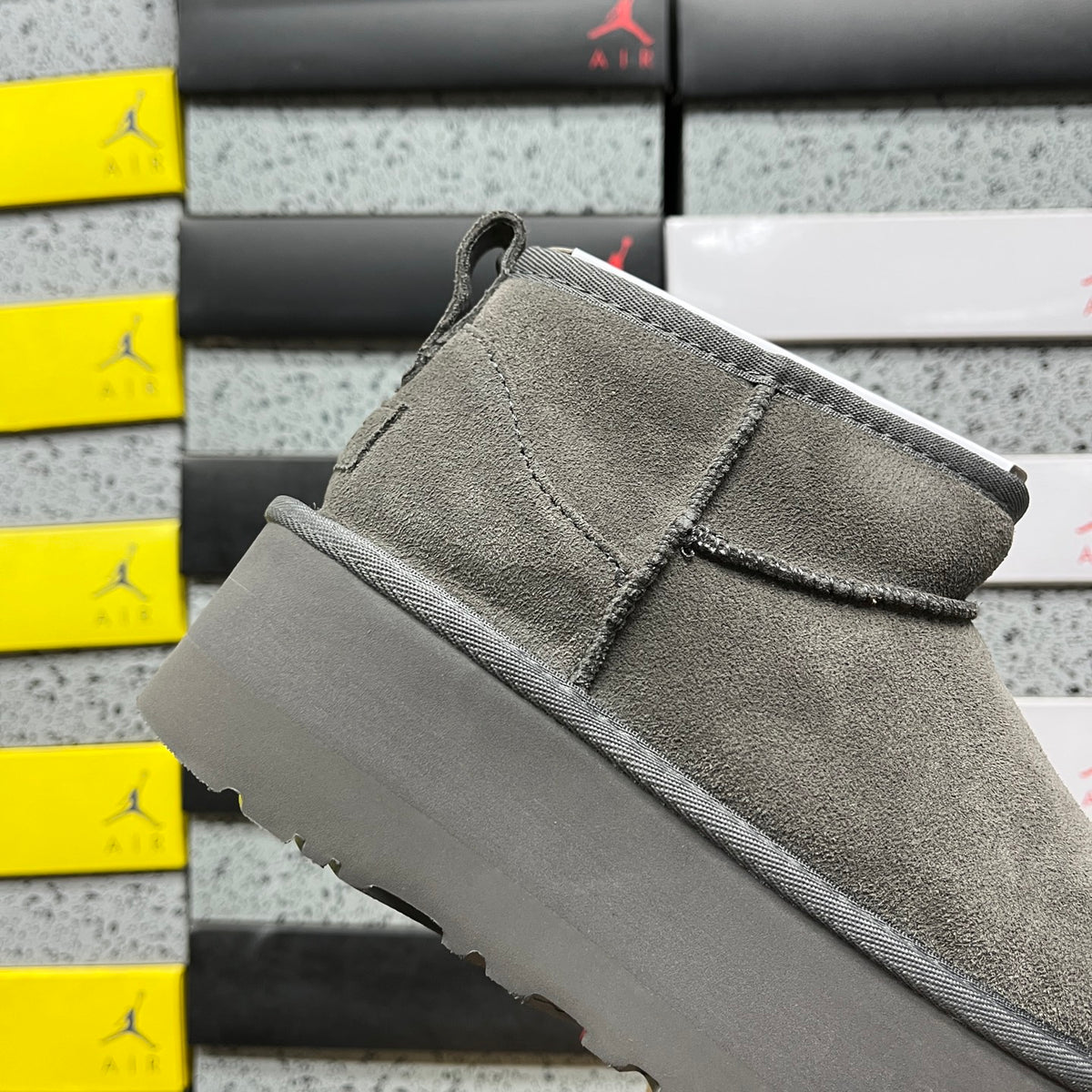 UGG Gray Ultra Mini Platform Ankle Boots