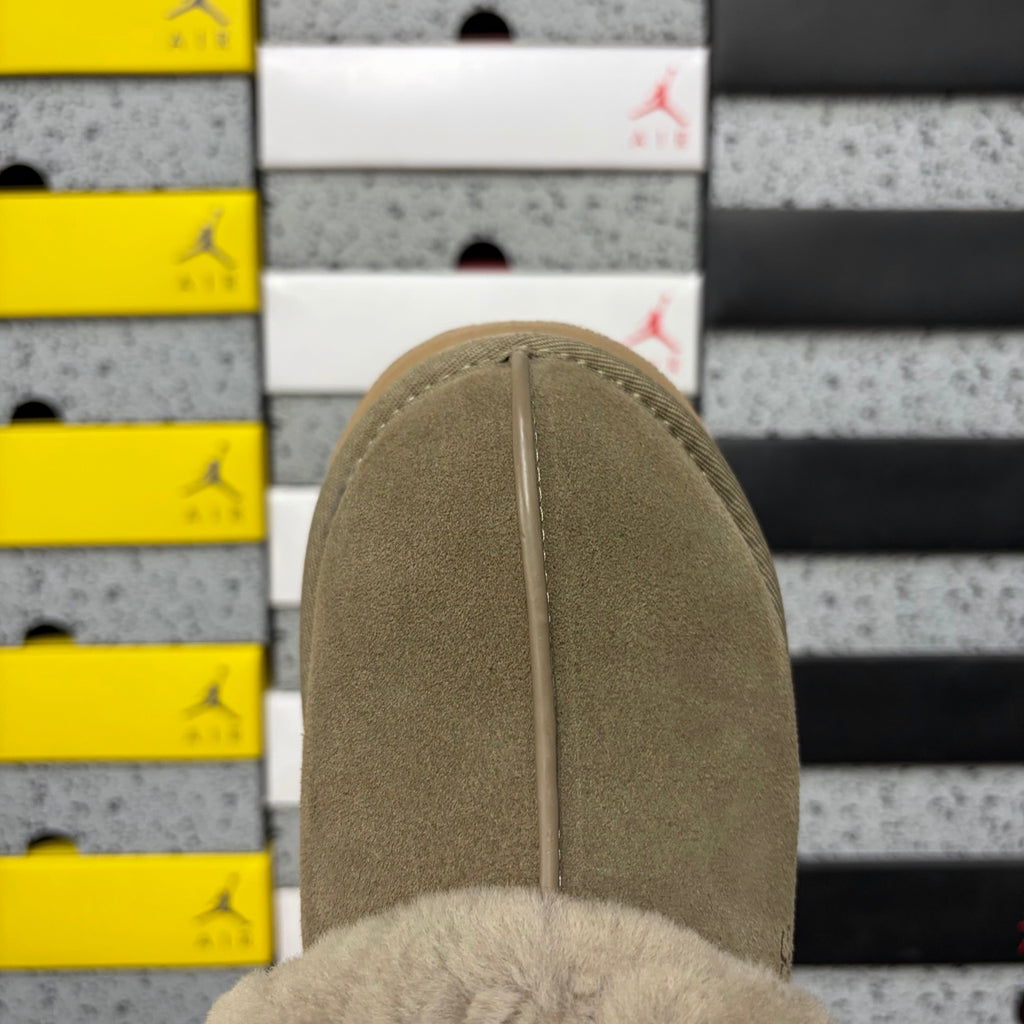 UGG Antelope Brown Platform Slippers with Fluffy Collar – 3 cm Sole