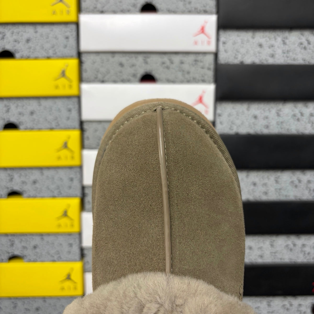 UGG Antelope Brown Platform Slippers with Fluffy Collar – 3 cm Sole