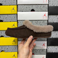 UGG Cocoa Brown Moccasin Slippers with Taupe Plush Collar