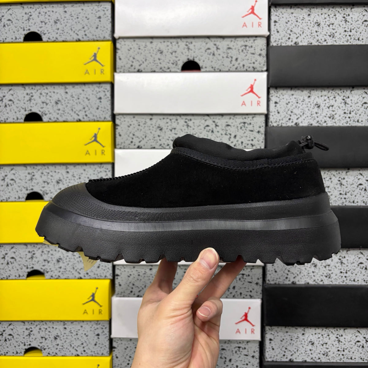 UGG Black Slip-On Shoes with Toggle Collar and Chunky Lug Sole