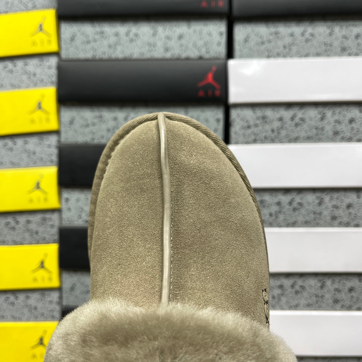 UGG Antelope Brown Platform Slippers with Plush Trim