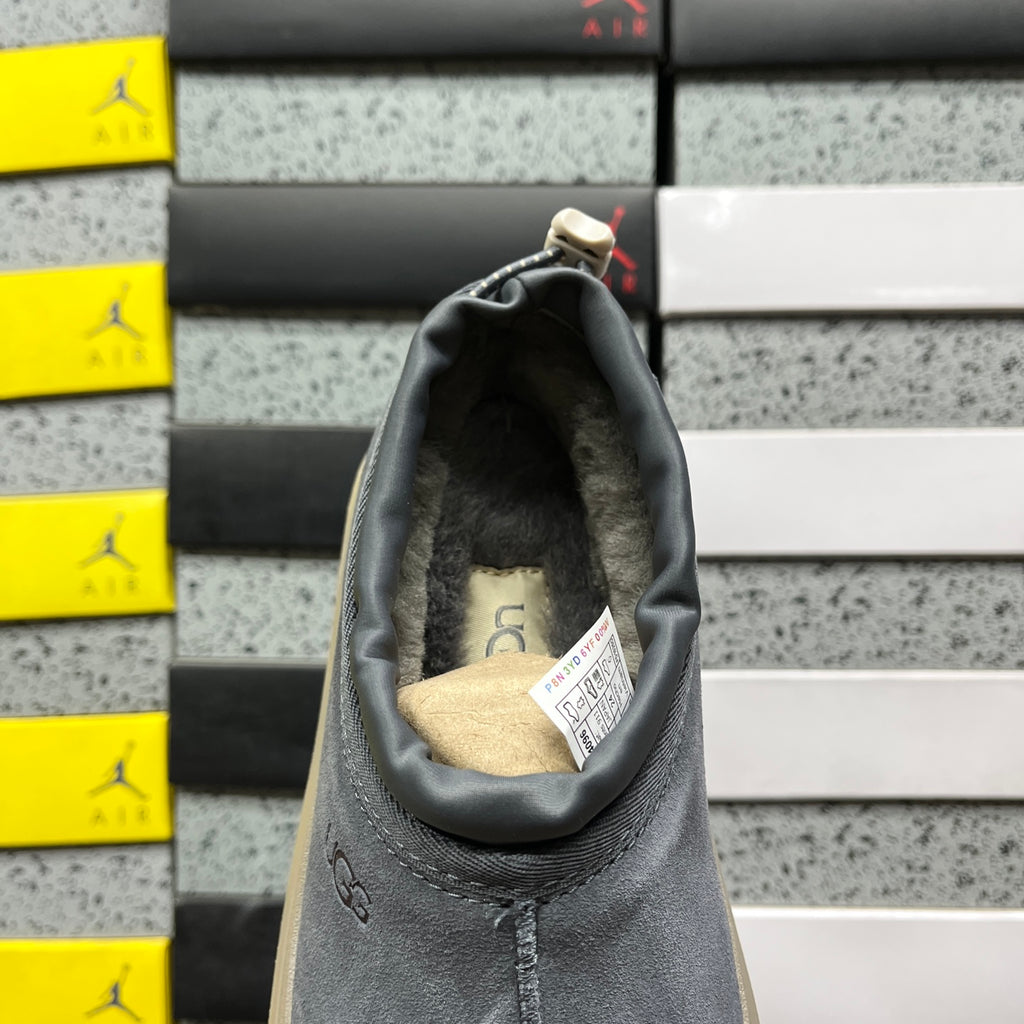 UGG Asphalt Gray Drawstring Slip-On Shoes with Chunky Sole