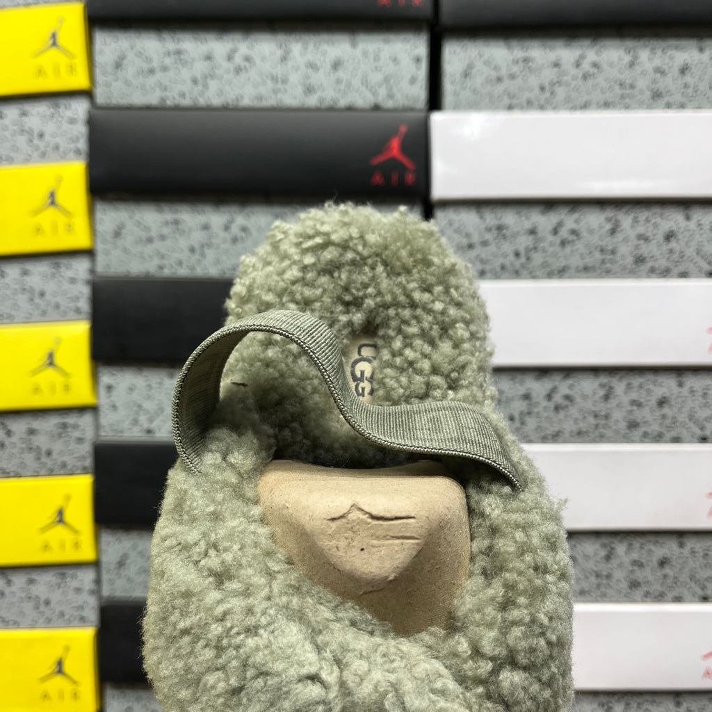 UGG Sage Green Plush Cross-Strap Platform Sandals