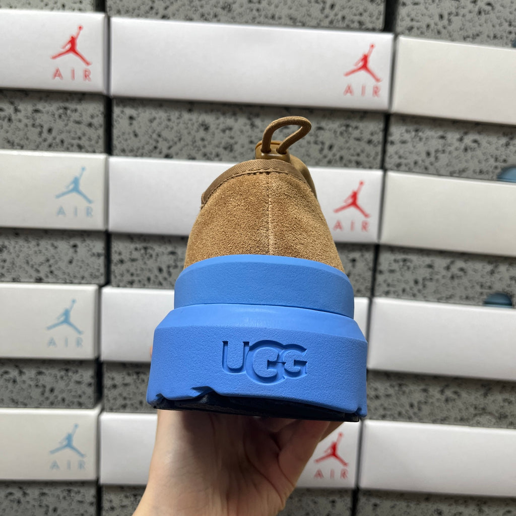 UGG Chestnut Slip-On Shoes with Bright Blue Chunky Lug Sole