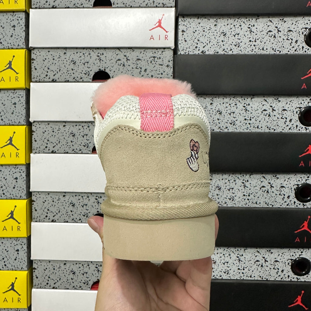 UGG Cream & Pink Low-Top Sneakers with Oversized Laces