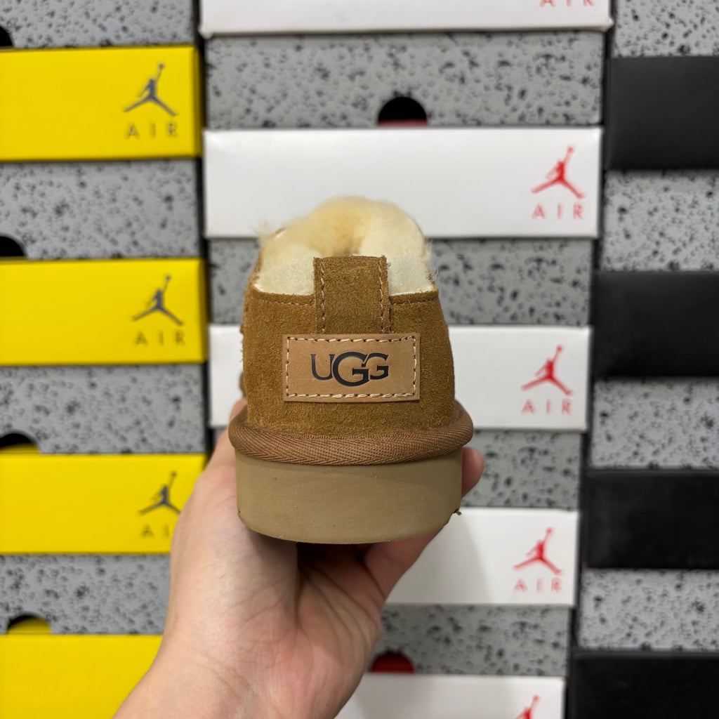 UGG Chestnut Low-Cut Mini Slip-On Shoes with Plush Lining