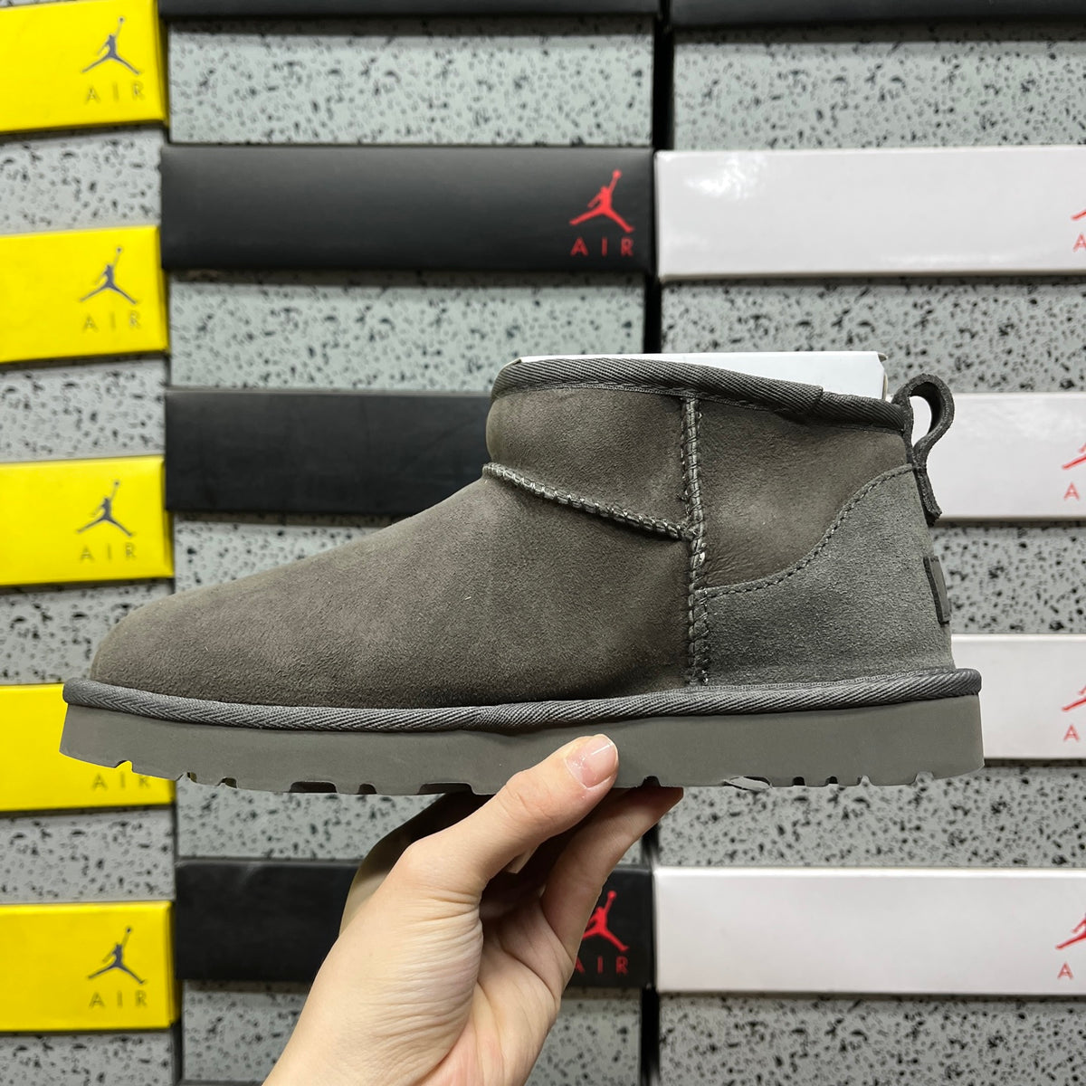 UGG Gray Ultra Mini Ankle Boots