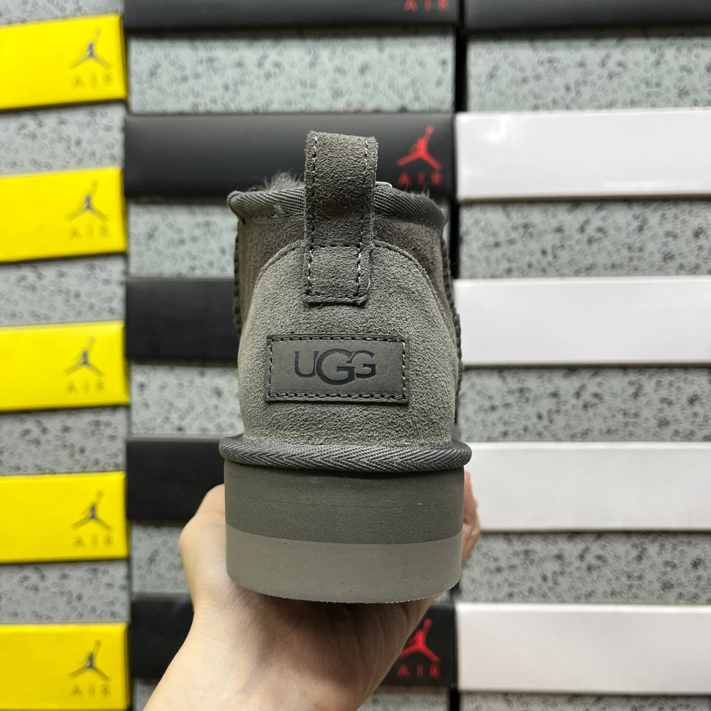 UGG Gray Ultra Mini Platform Ankle Boots