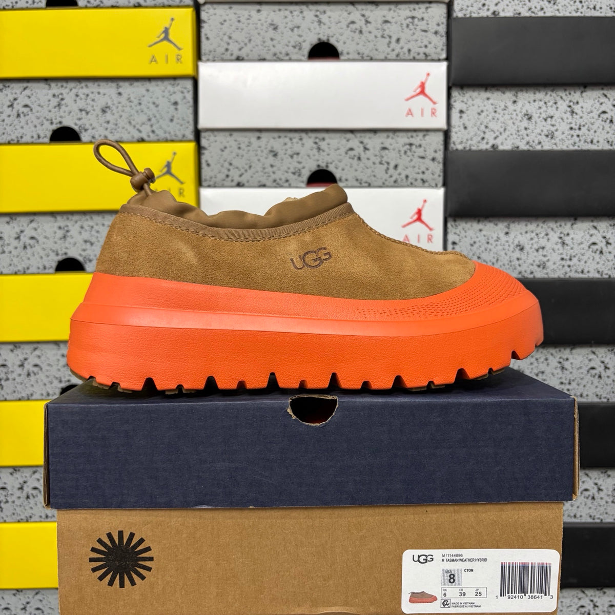 UGG Chestnut Slip-On Shoes with Bright Orange Chunky Lug Sole