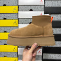 UGG Chestnut Brown Platform Ankle Boots with Orange Pull Tab