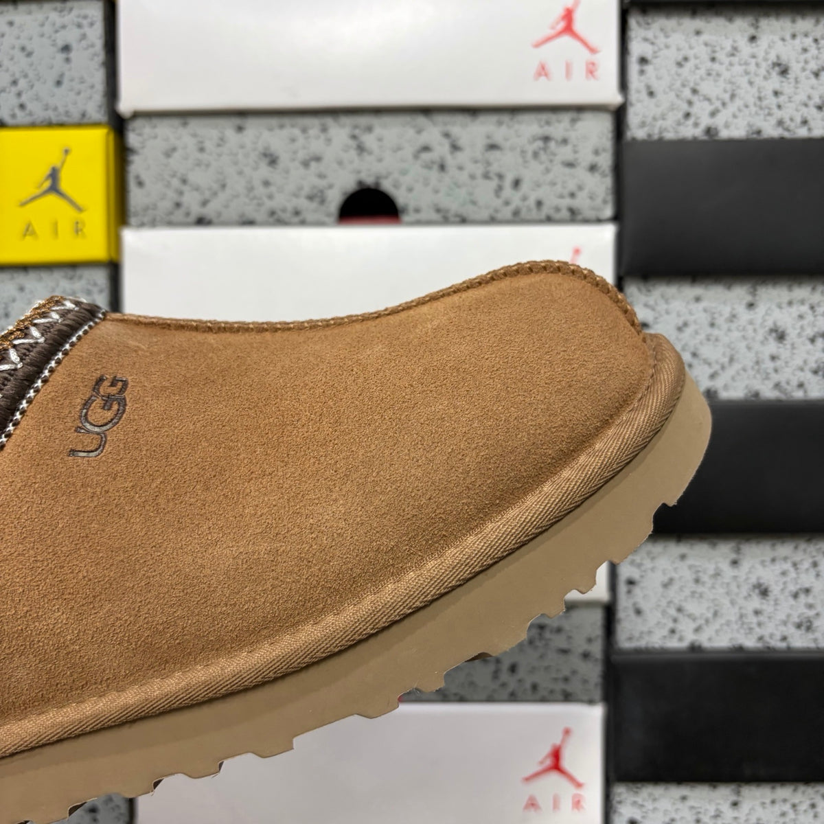 UGG Chestnut Slip-On Slippers with Contrast Braided Trim