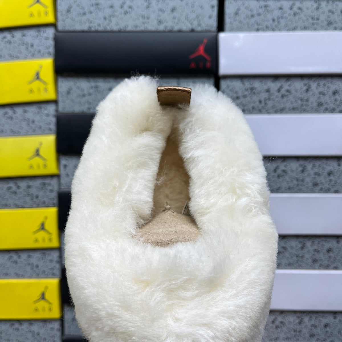 UGG Chestnut Tazzelle Platform Slippers with Cream Plush Collar