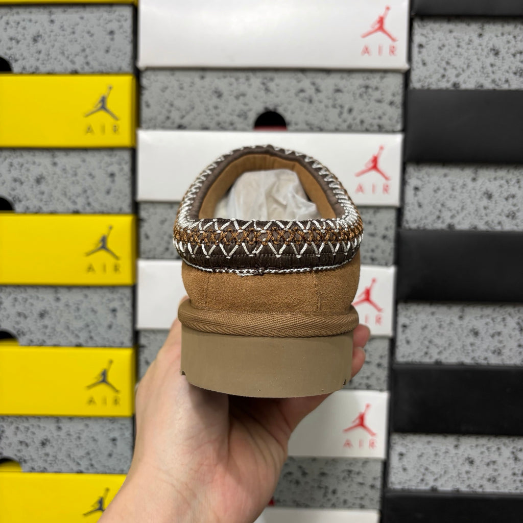 UGG Chestnut Slip-On Slippers with Contrast Braided Trim