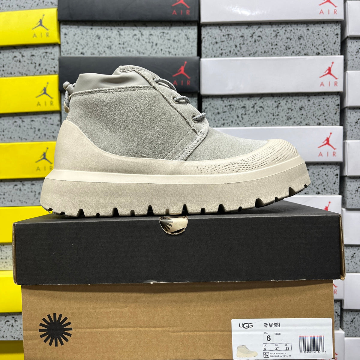 UGG Gray Neumel Lace-Up Chunky Sole Ankle Boots