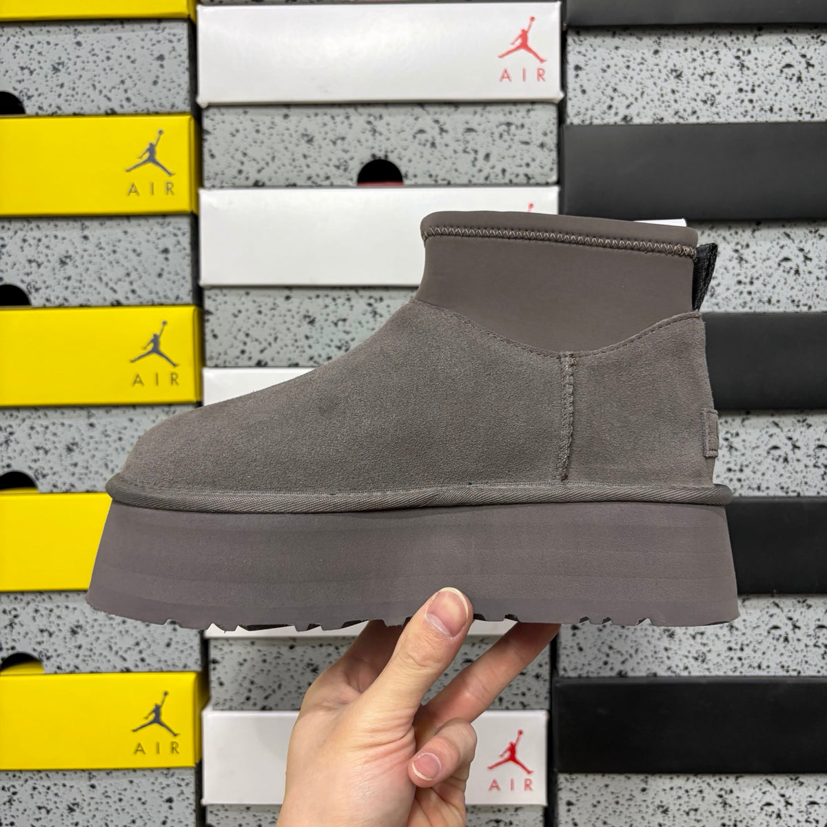 UGG Thundercloud Gray Platform Ankle Boots
