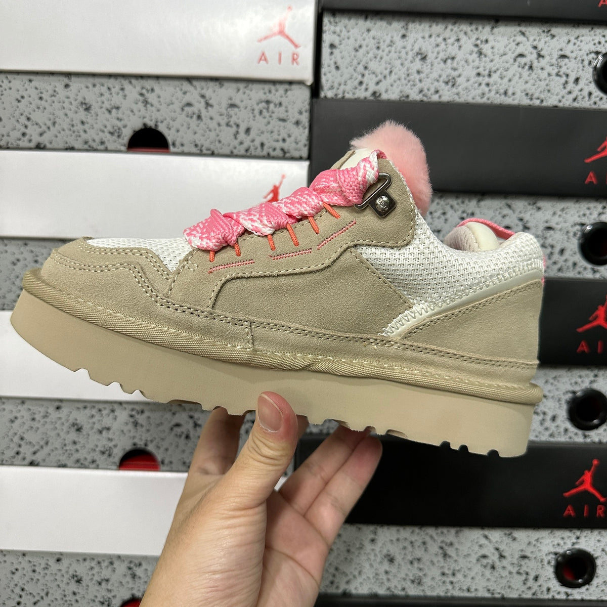 UGG Cream & Pink Low-Top Sneakers with Oversized Laces