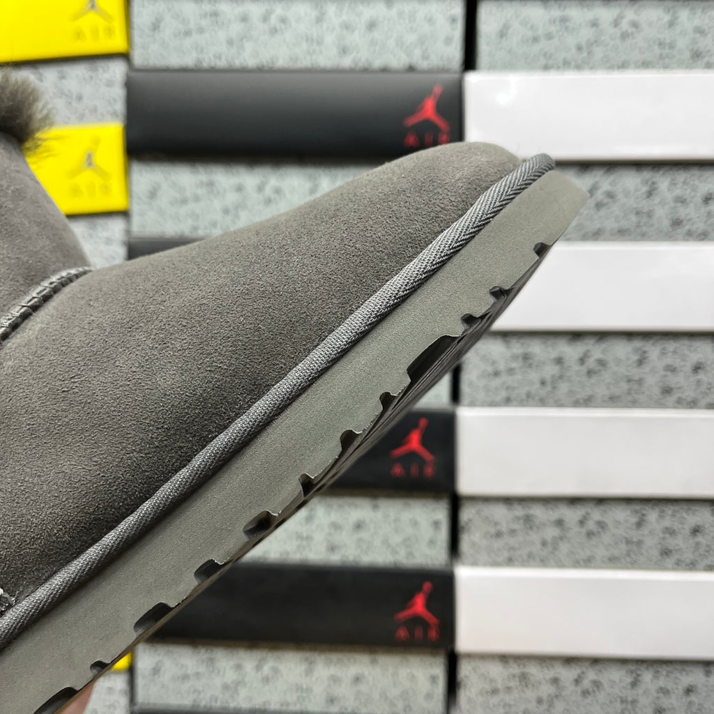 UGG Gray Mini Bailey Button II Ankle Boots