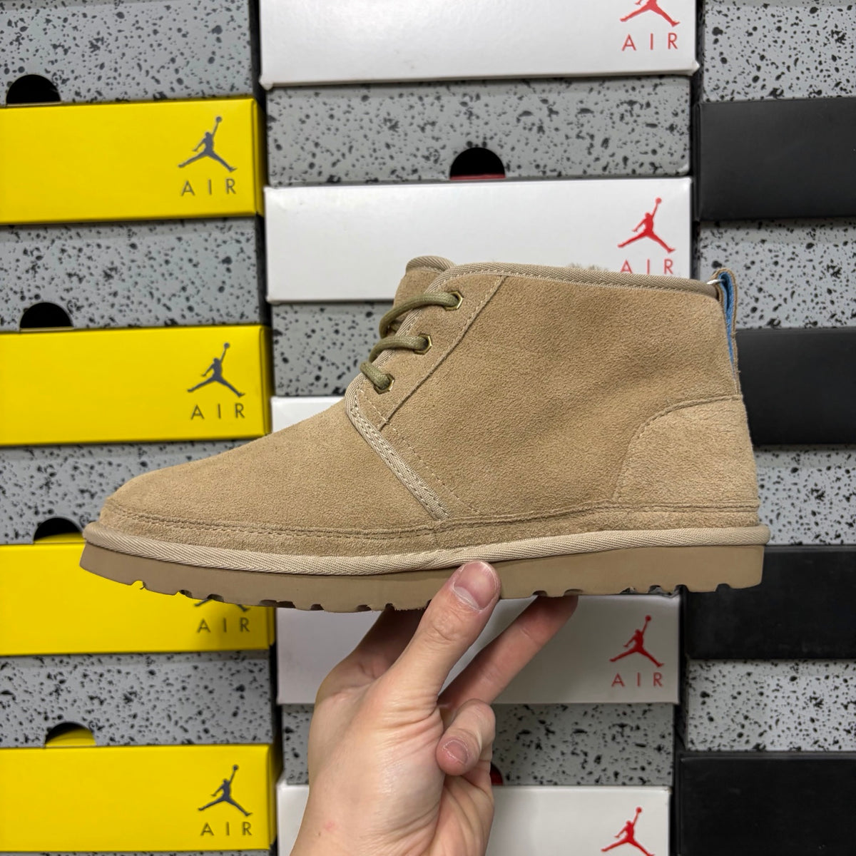 UGG Sand Lace-Up Chukka Ankle Boots with Plush Lining