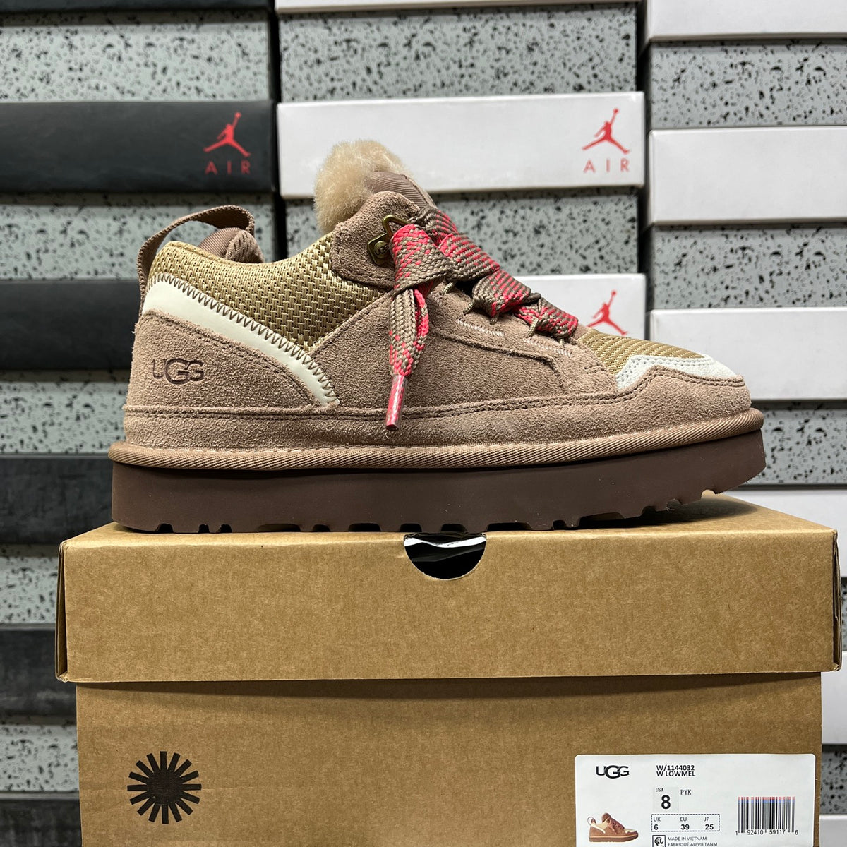 UGG Lowmel Brown & Pink Chunky Lace-Up Sneakers