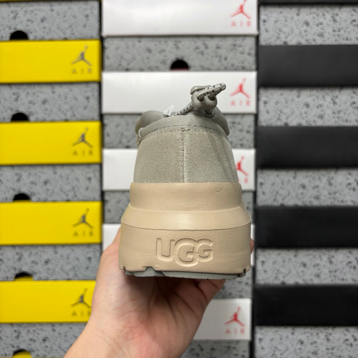 UGG Light Gray Slip-On Shoes with Beige Chunky Lug Sole