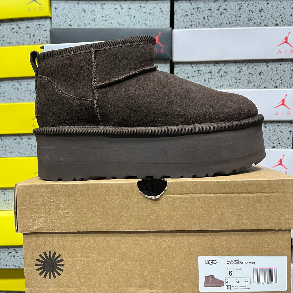 UGG Chocolate Brown Ultra Mini Platform Ankle Boots