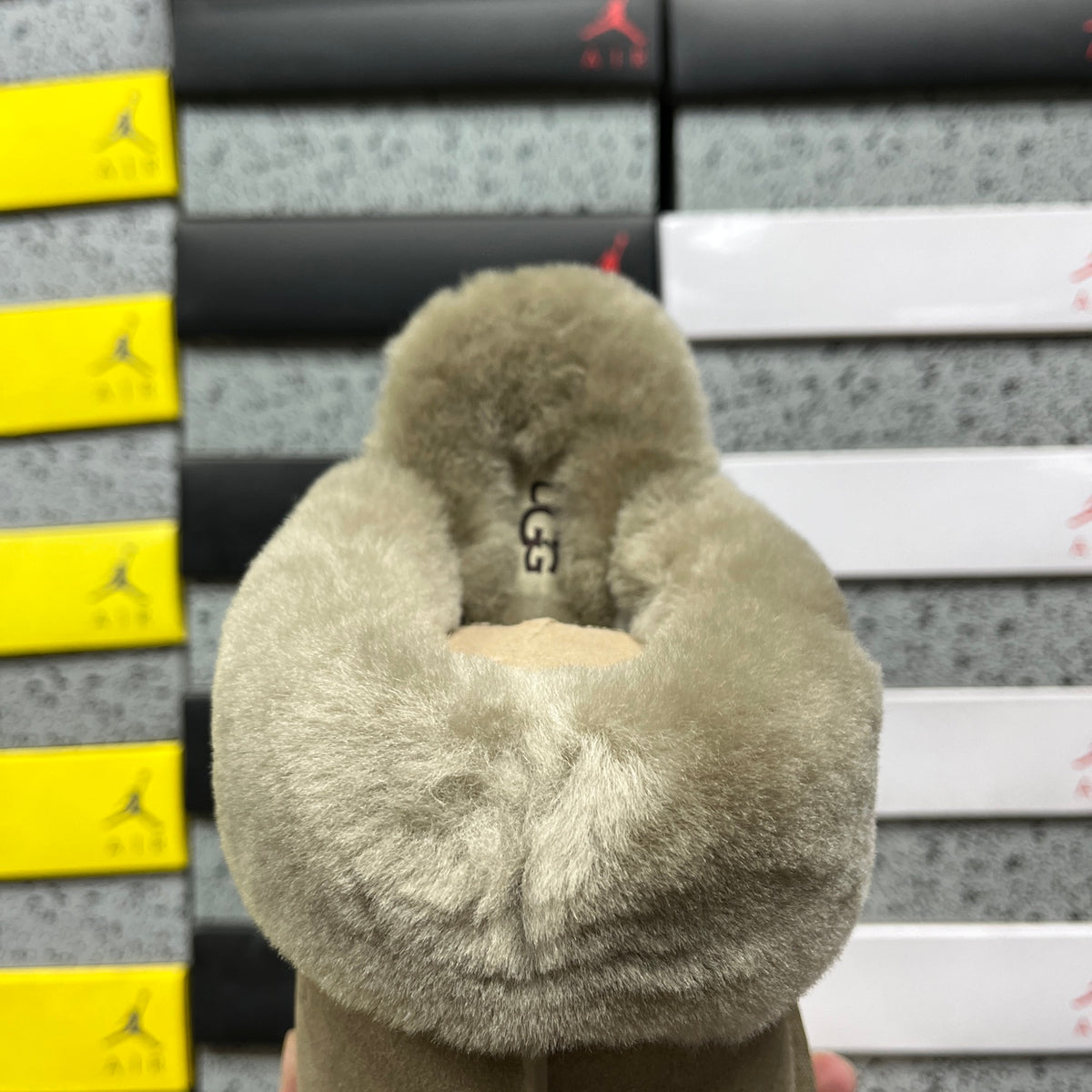 UGG Antelope Brown Platform Slippers with Plush Trim