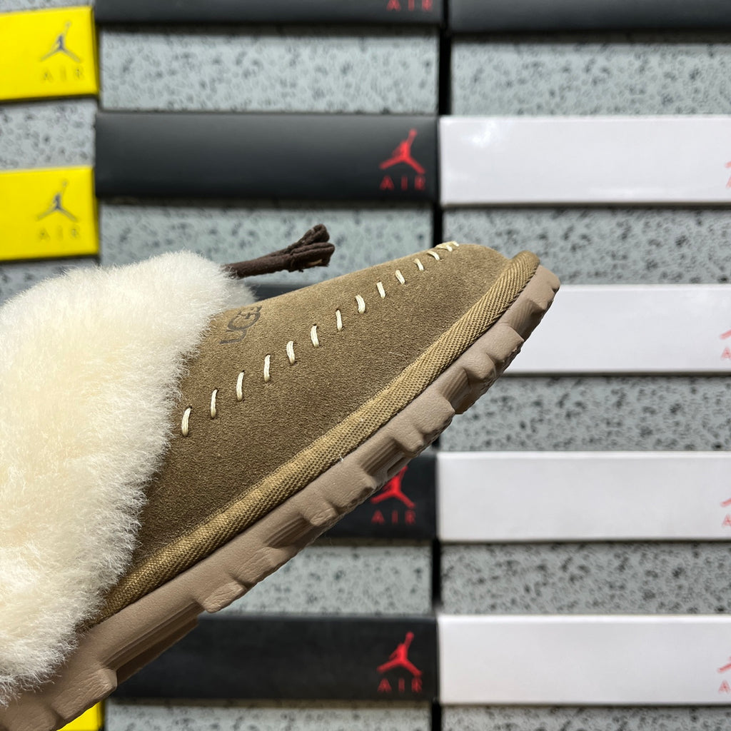 UGG Light Copper Slip-On Slippers with Cream Plush Collar