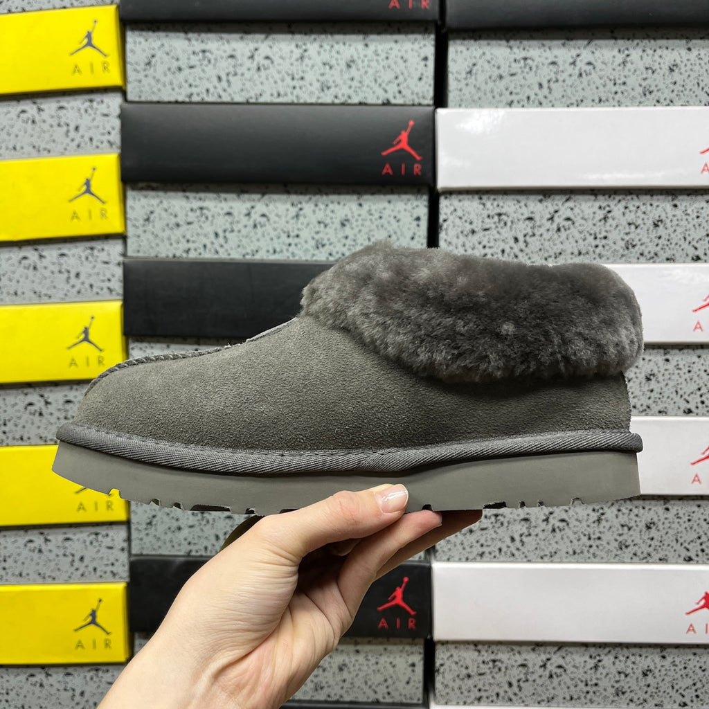 UGG Gray Slip-On Ankle Shoes with Plush Collar