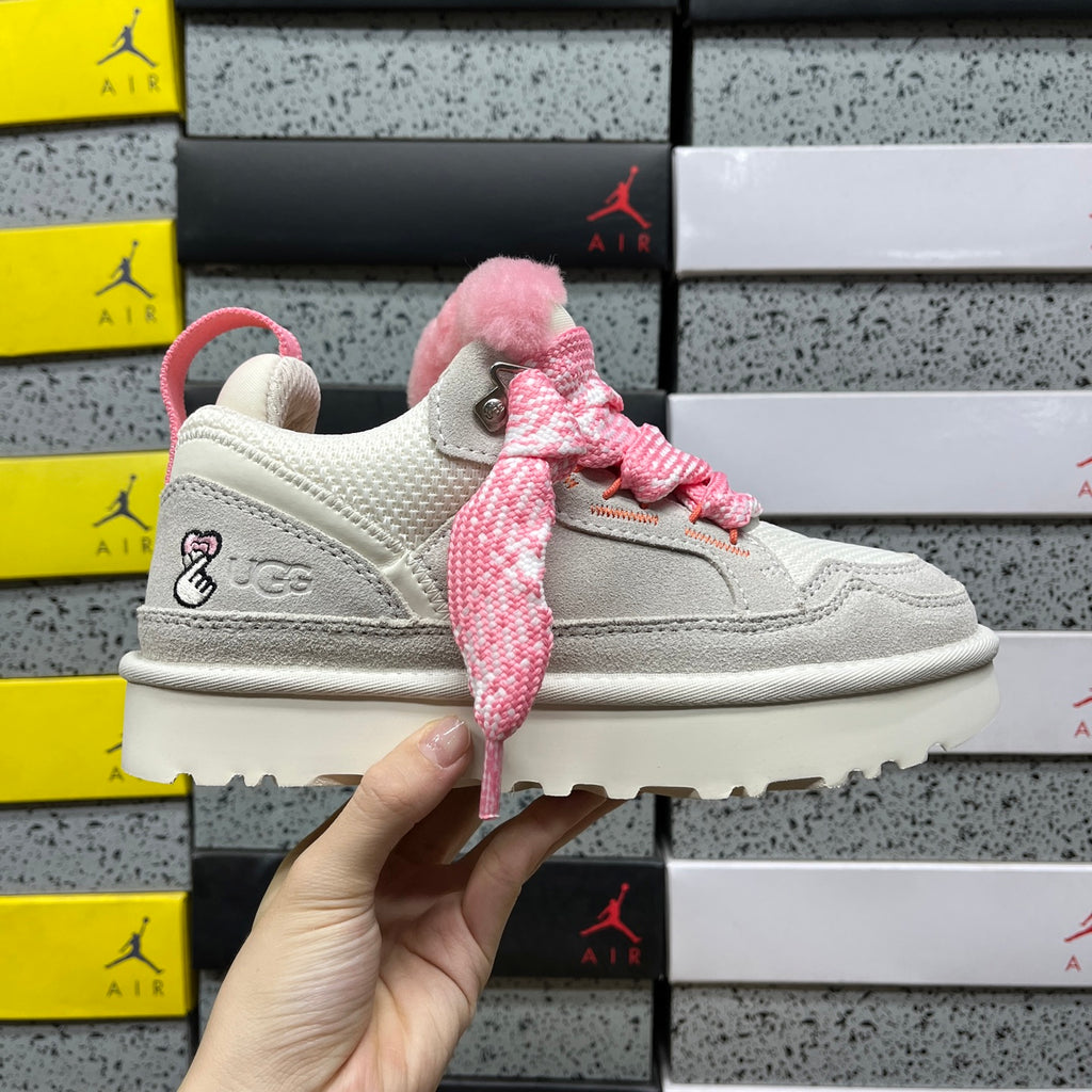 UGG Lowmel White & Pink Chunky Lace-Up Sneakers