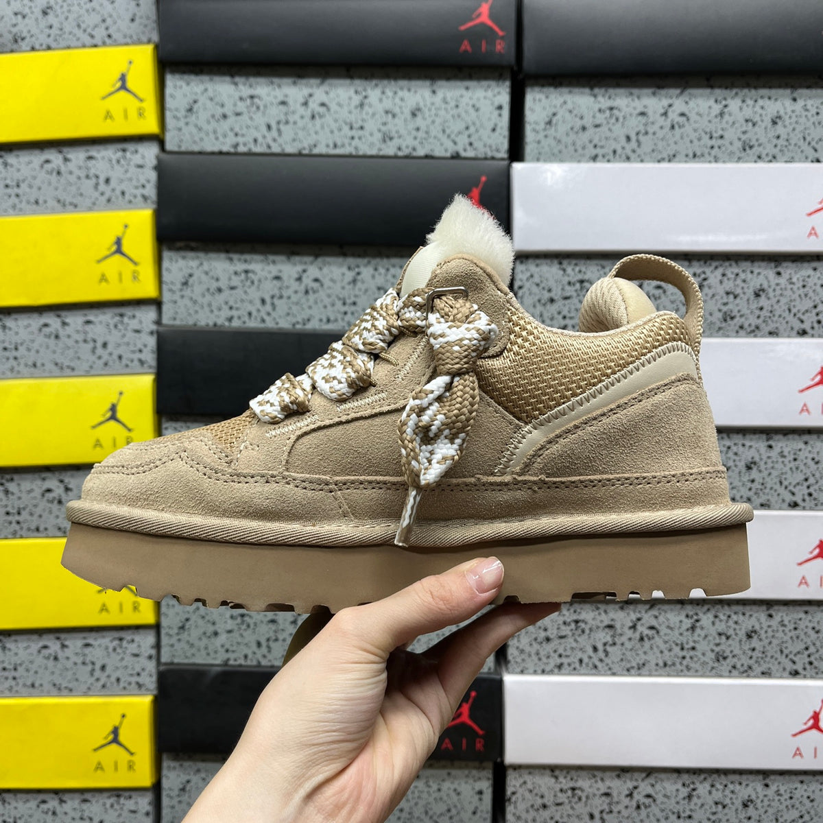 UGG Lowmel Sand Chunky Lace-Up Sneakers